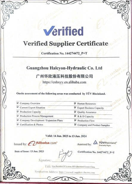 China Guangzhou Halcyon-Hydraulic Co. Ltd Certification